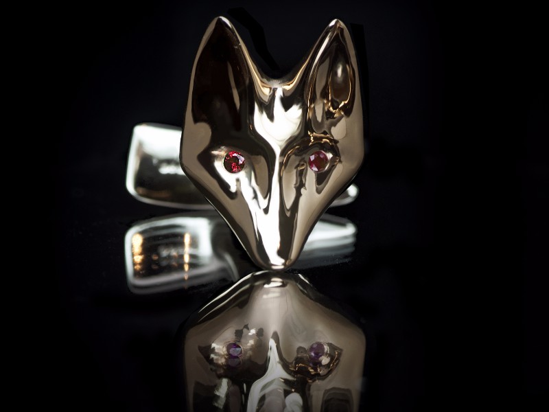 Guy & Max 3D printed jewelry ring yellow gold fox