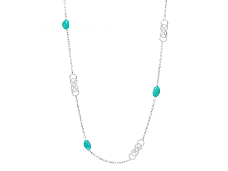 Infinity by Victoria Double infinity long necklace mounted on silver with turquoise, can be ordered at the Pop Up, ~ CHF 390