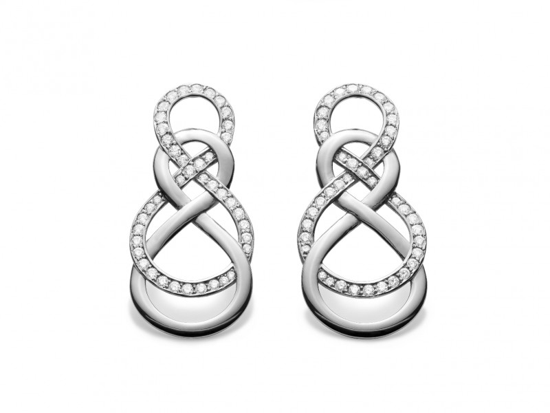 Infinity by Victoria Silver infinity earrings setted with cubic Zirconia, can be ordered at the Pop Up, ~ CHF 360