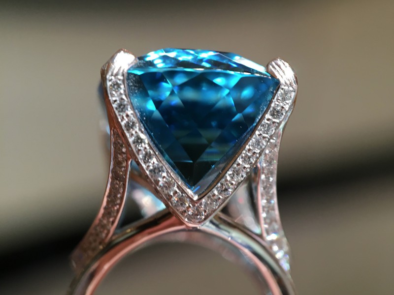 Katherine Jetter Aquamarine ring - 54.73ct brazilian aquamarine set in platinum with diamonds