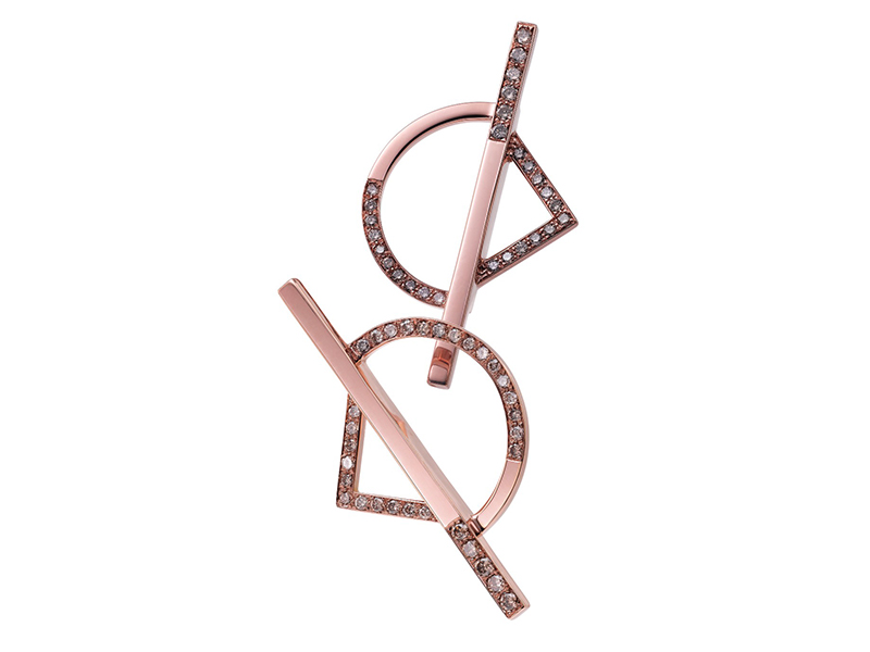 Kova fine jewelry pink gold and diamonds earrings