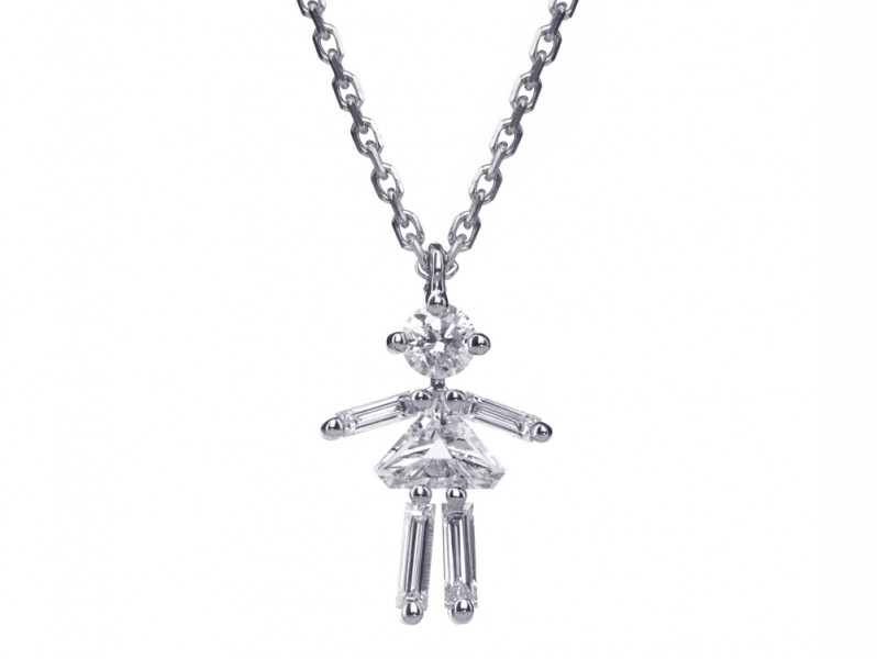 Little Ones Little Girl set on white gold with triangle and baguette cut diamonds AVAILABLE AT THE EYE OF JEWELRY POP UP STORE IN GENEVA - 1'770 CHF