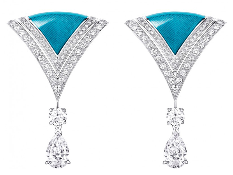 Louis Vuitton Acte V The escape collection excelsior earrings grand feu enamel diamonds white gold