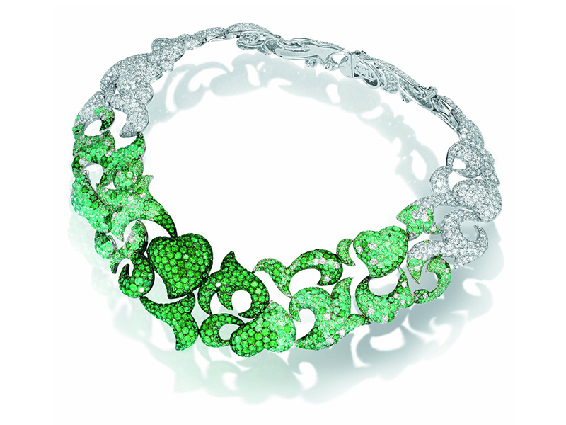 Neon colors De Grisogno green diamonds necklace