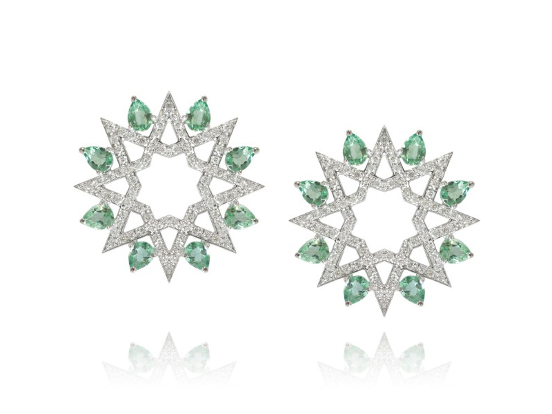 Ralph Masri From Arabesque Deco collection - Earrings mounted on white gold with diamonds and brasilites