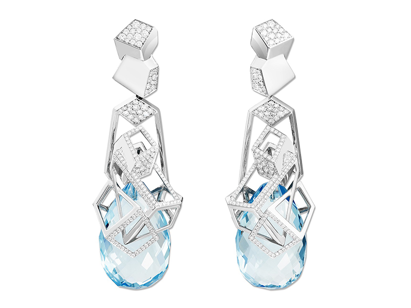 Mikado Lagon Earrings Aquamarine White Diamonds Lorenz Bäumer