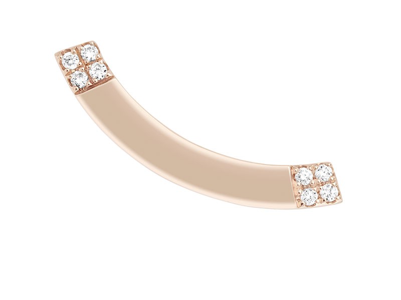 Ofée EAR JEWEL CARRÉ CHIC PINK GOLD 8 diamonds 0,065 ct Pink gold 18 carats - 1,40 gr Height: 0,4 cm Width: 2,4 cm 