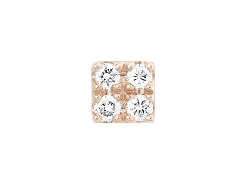 Ofée EARRING CARRÉ CHIC PINK GOLD 4 diamonds 0,032 ct Pink gold 18 carats - 0,56 gr Height: 0,3 cm Width: 0,3 cm 