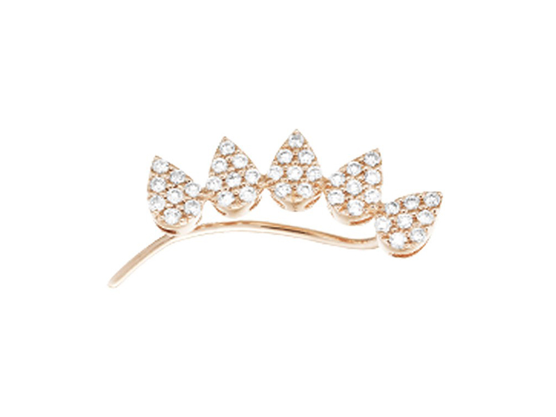 EAR JEWEL BARRETTE OUI PINK GOLD jewel 40 diamonds 0,20 ct Pink gold 18 carats - 1,20 gr Height: 0,6 cm Width: 1,8 cm 