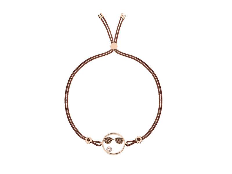 Ruifier Moyen shades cord bracelet mounted on rose gold with smoky quartz and diamonds, ~ GBP£ 835