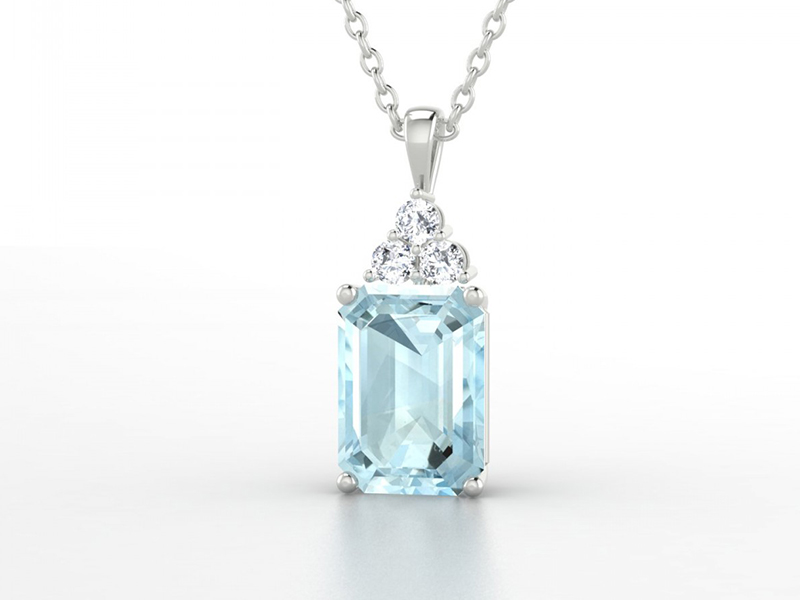 Edendiam Admiration necklace mounted on silver with aquamarine