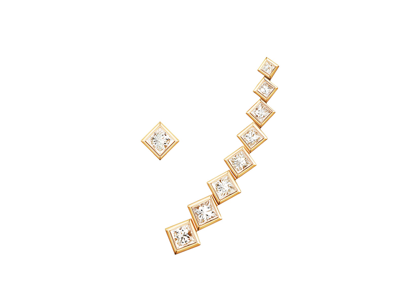 Melissa Kaye Margo earcuff mounted on yellow gold with princess cut diamonds, ~ USD$ 4'730