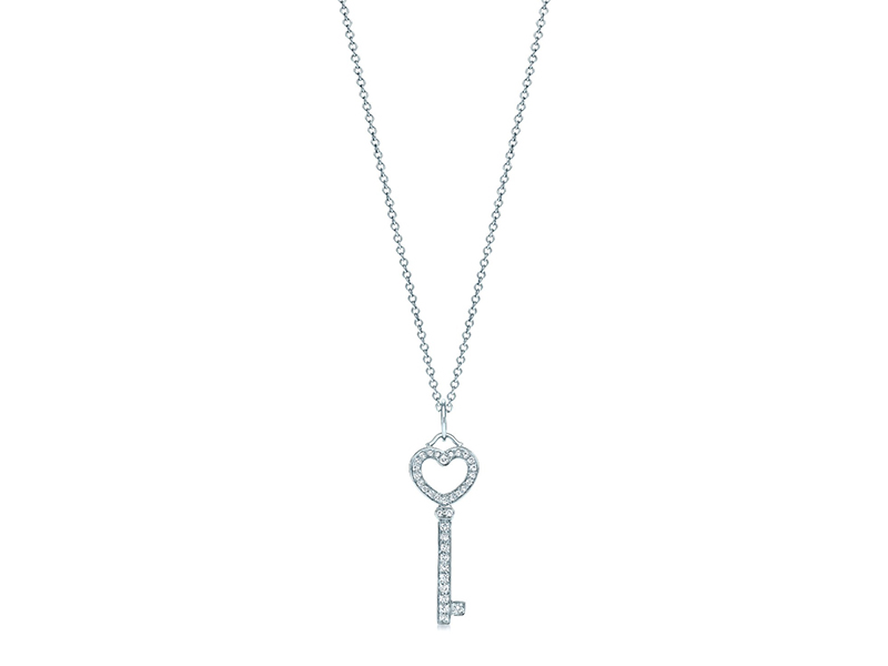 Tiffany & Co. Heart Key Pendant diamonds white gold