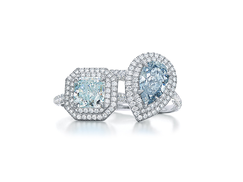 Tiffany & Co. two engagement rings TIFFANY SOLESTE EMERALD CUT diamonds TIFFANY SOLESTE PEAR
