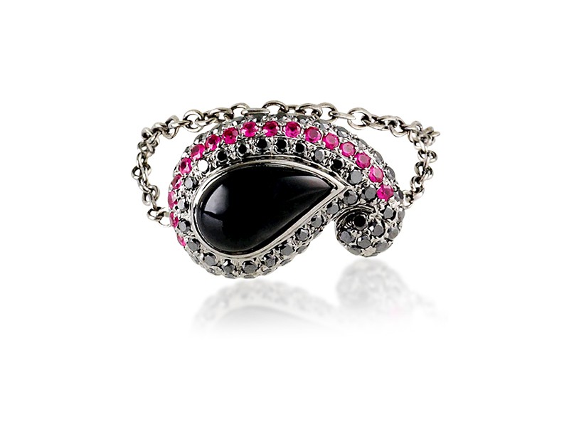 Gaydamak Kashmir chain - Black diamond, onyx and rubies
