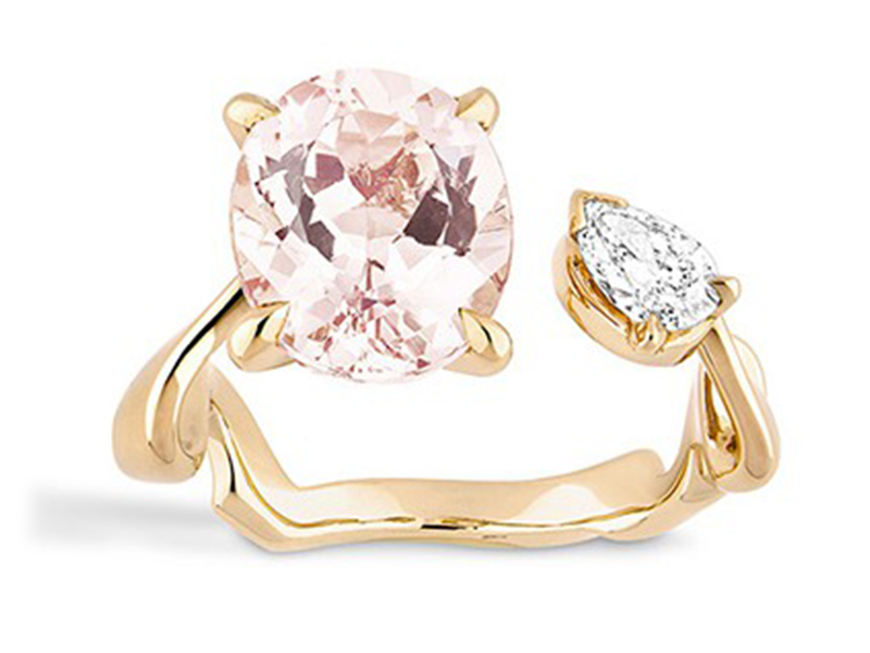 Dior Diorama Précieuse ring mounted on pink gold with diamond and morganite