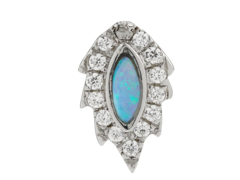 Aaron Jah Stone This stud mounted on white gold with opal and diamonds is available at the Pop Up - CHF 615