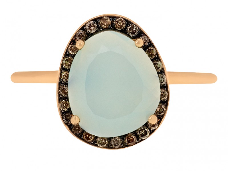 Christina Debs This ring from Hard Candy collection mounted on rose gold with sea blue chalcedony is available at the Pop-Up - CHF 745