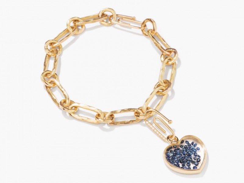 Aurelie Bidderman Chivas Bracelet set with sapphires ~ 6275 Euros Edgy style with the Chivas Heart filled with sapphires