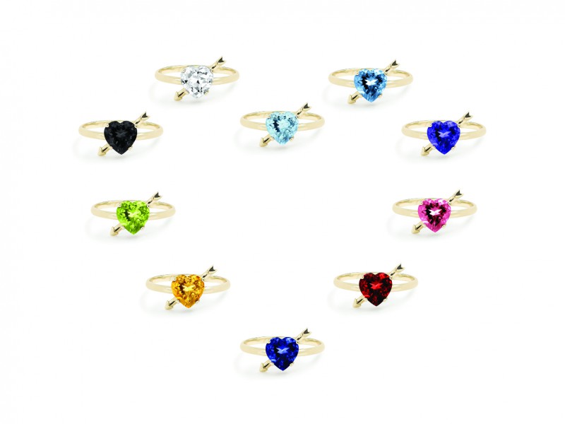 Gemmyo Heart Ring - available in multicolored stones Colorful variety of stones for the cupid’s heart rings