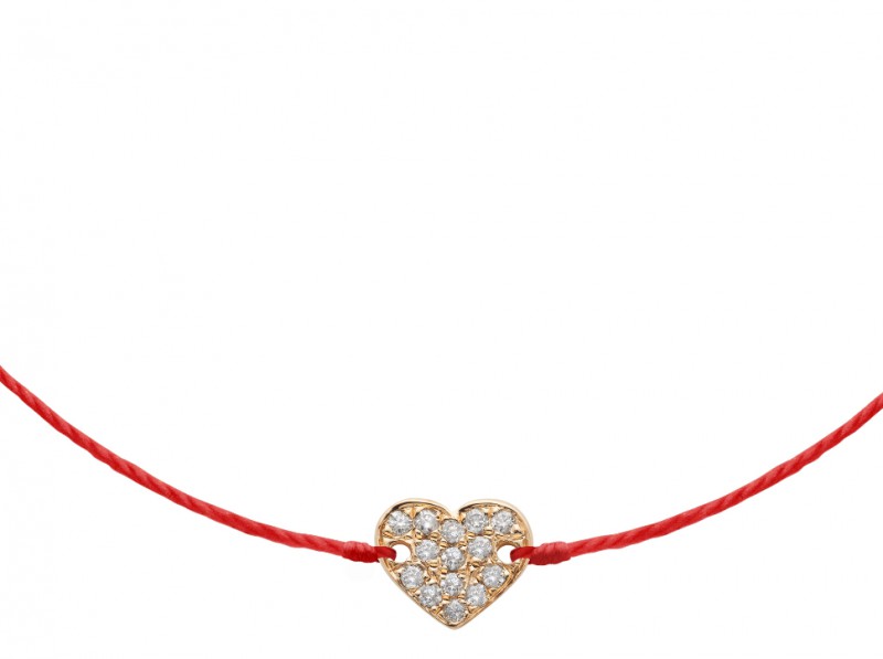 Redline Paved heart bracelet ~ 450 Euros Simple paved heart set on red cotton thread