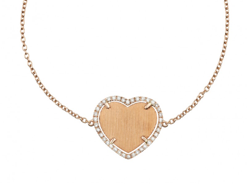 Etername Or Brossé heart bracelet paved with diamonds