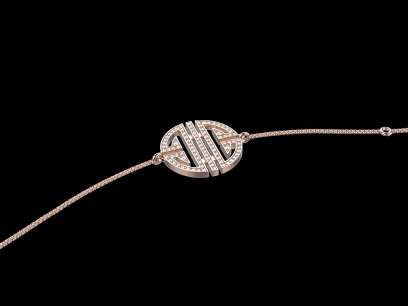 Victor Houplain Longévité bracelet mounted on rose gold with white diamonds