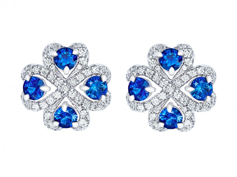 Fabergé Imperial collection - Quadrille Blue Sapphire Earrings mounted on white gold with white diamonds