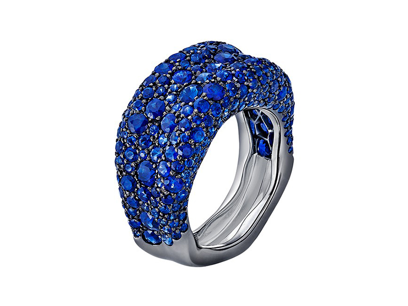 Fabergé Emotion collection - emotion blue sapphire thin Ring mounted on whitegold