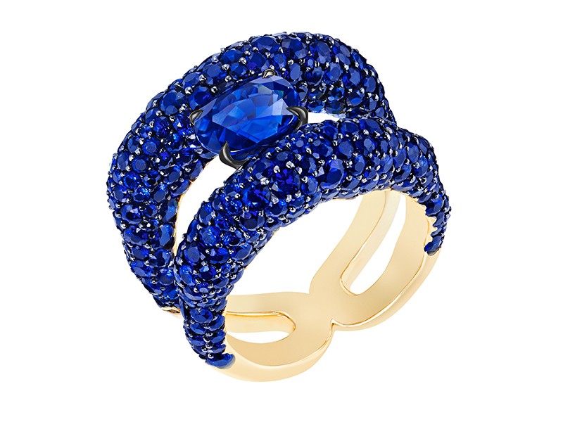 Fabergé Emotion collection - Emotion Charmeuse Blue Sapphire Ring mounted on yellow gold