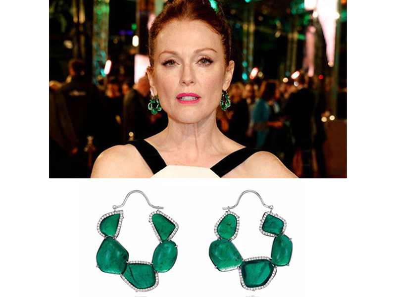 Chopard Julianne Moore wore emeralds earrings at the Bafta.