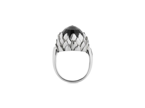 Meadowlark Protea cocktail ring mounted on white gold with a custom cut stone