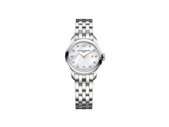 Baume et Mercier - Clifton 10176 - Women's watch mounted on steel with a quartz movement and a mother-of-pearl finition