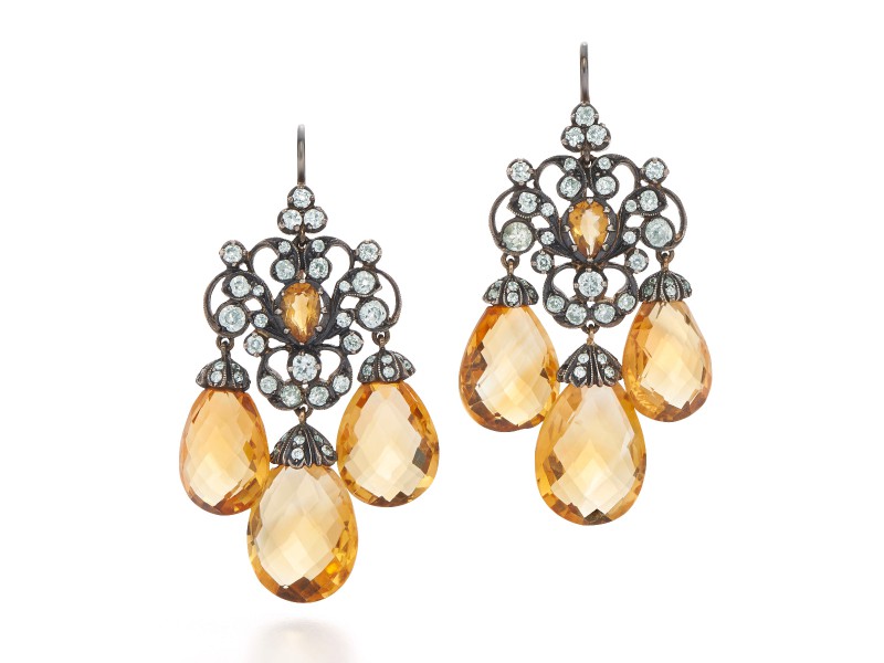 Citrine and diamond chandelier earrings by Fred Leighton. 