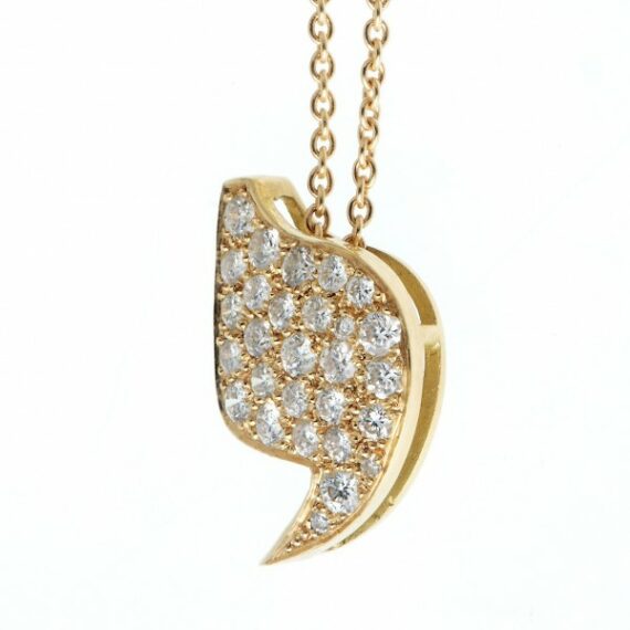 Necklace pendant yellow gold diamonds