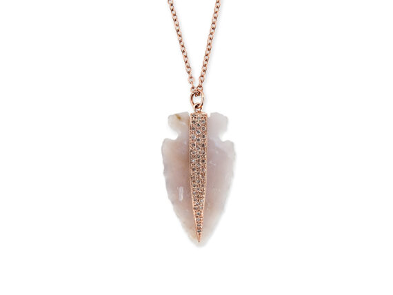 Jacquie Aiche White arrow head necklace mounted on pave pink gold