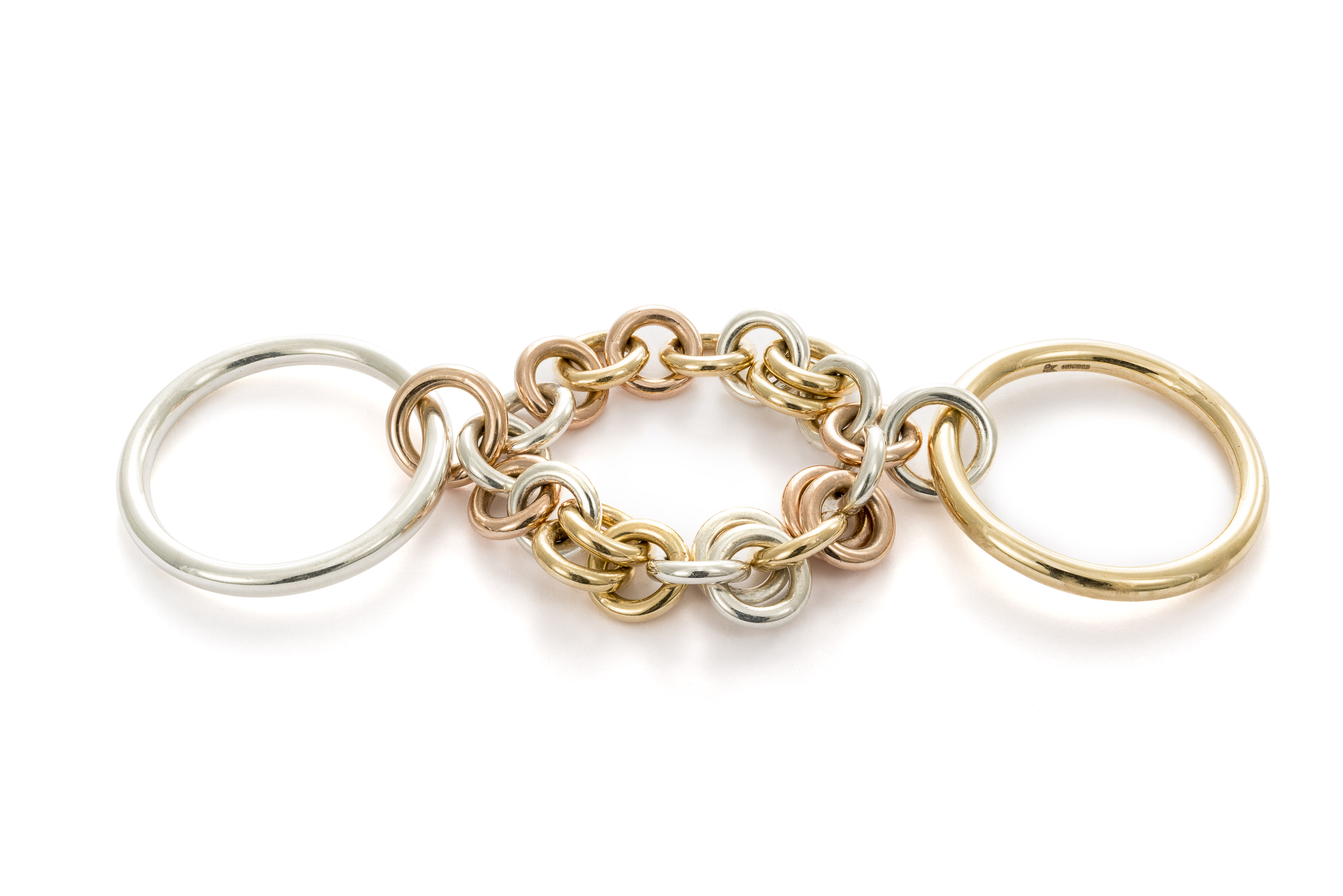Spinelli Kilcollin Catena ring mounted on yellow gold, rose gold and silver