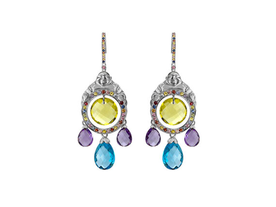 Vanessa Martinelli Buddha love earrings colored stones