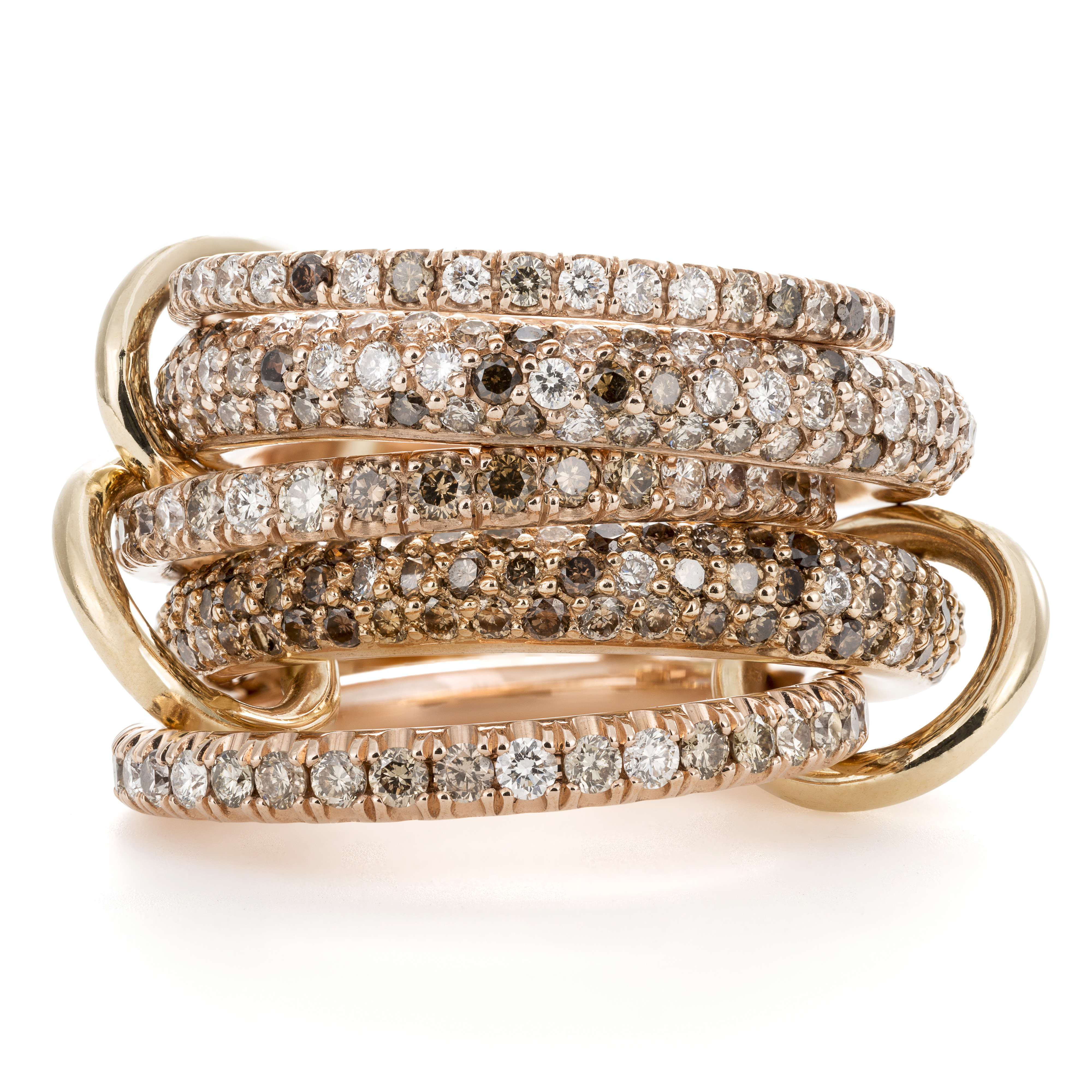 Spinelli Kilcollin Vela ring mounted on pink gold with diamonds