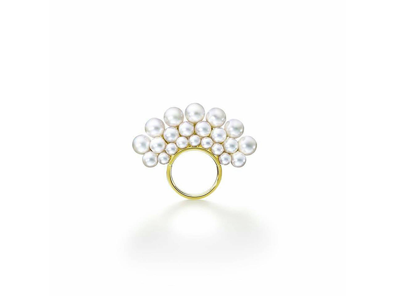 Melanie Georgacopoulos Tasaki Collection Pyramid ring with yellow gold and fresh water pearls. 