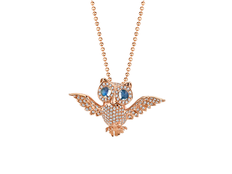  Anita Ko Diamonds and moonstone owl necklace