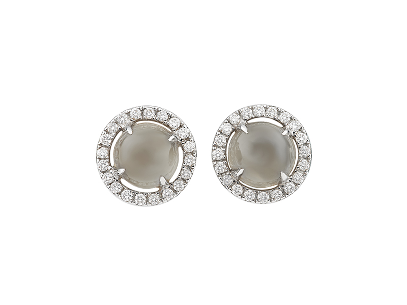 Etername Eternelle puce mounted on white gold with diamonds and moonstone earrings 