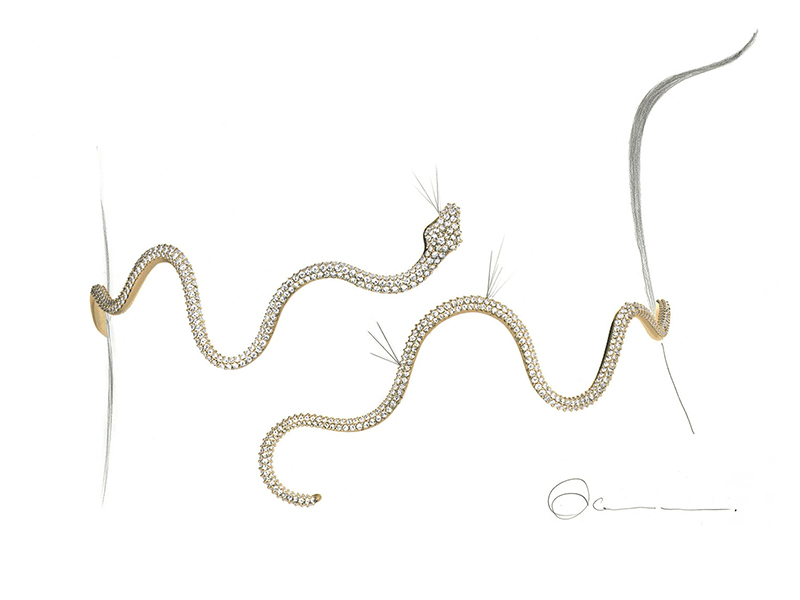 Ole Lynggaard Copenhagen Snake choker mounted on 18k yellow gold with diamonds