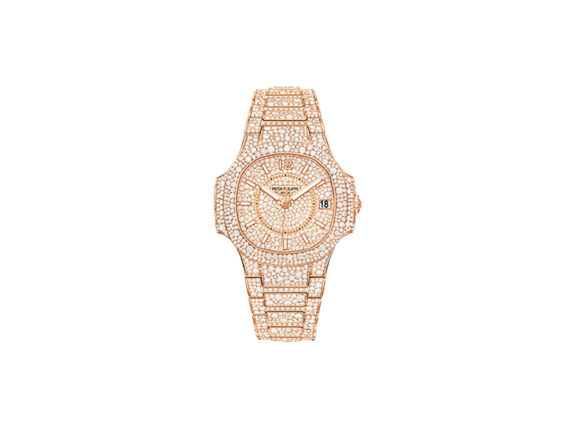 Patek Philippe Nautilus Mounted on rose gold paved with diamonds 