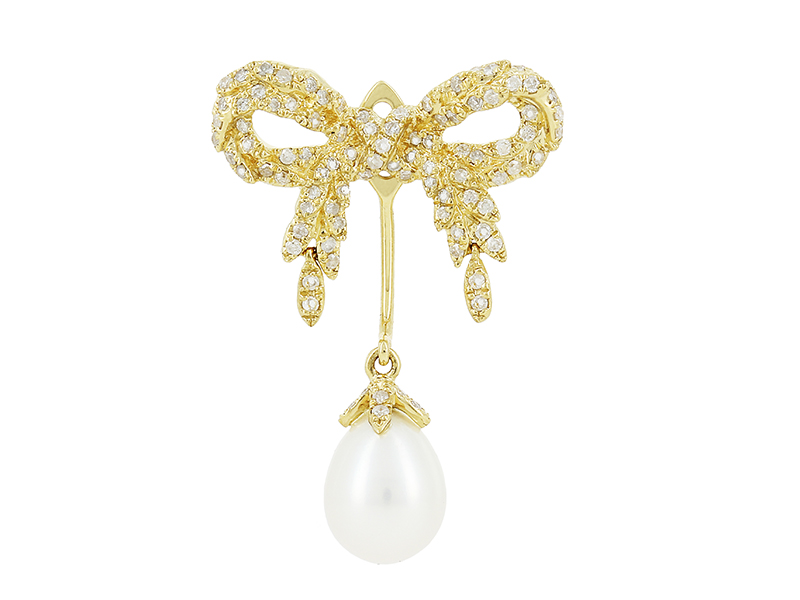 Yvonne Léon Pearl Bow mounted on yellow gold