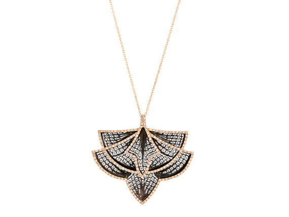 Eleuterio Couture necklace mounted on yellow gold and black ruthenium filigree with 177 diamonds