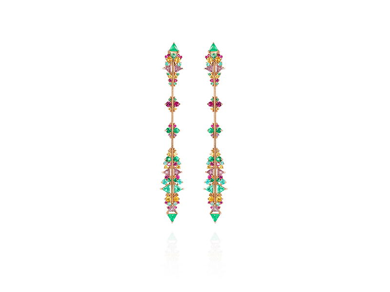 Fernando Jorge Multi-Coloured Fusion arrow long earrings 