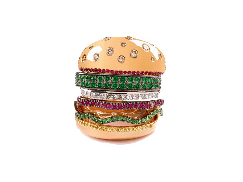 Nadine Ghosn Burger Ring gold diamonds