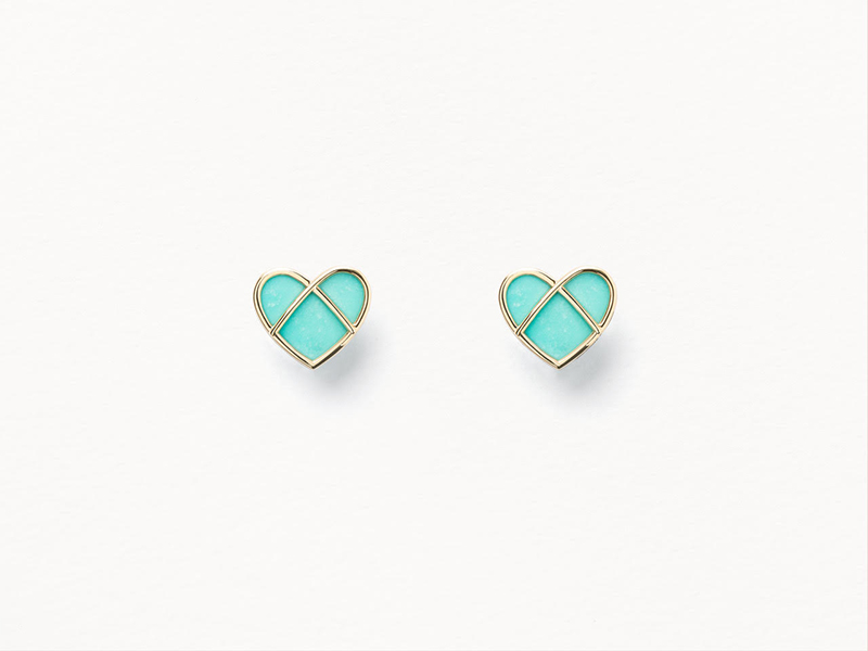 Poiray "l'attrape coeur" earrings mounted on yellow gold with turquoise
