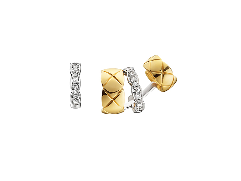 Chanel Coco Crush Asymmetrical earrings in white and yellow gold with diamonds